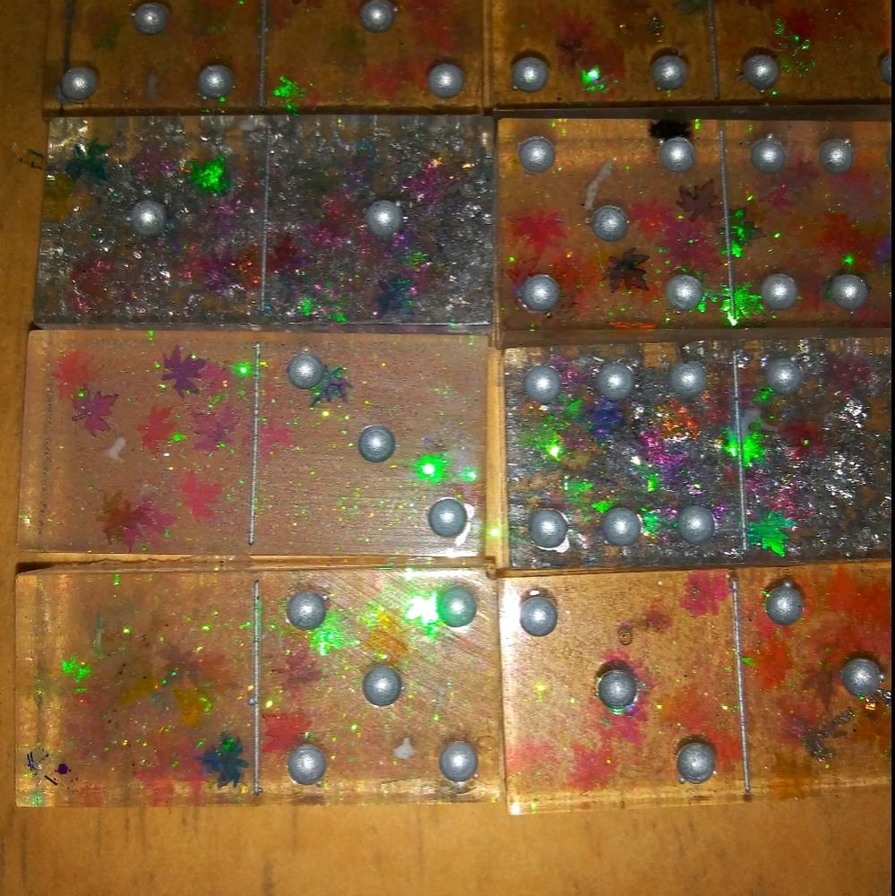 Silver custom Domino's with holographic 420 leaves